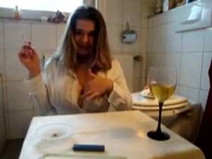 Click to play video Scat dinner with German chubby slut